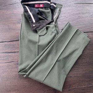RC Tom James Men’s Olive Green Wool Dress Pants 36×39.5 – Flat Front, Tailored C